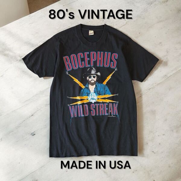 80's USA製 VINTAGE '88 Hank Williams Jr Bocephus ツアー Tシャツ バンドT 黒 カントリー ハンクウィリアムズ Jr 古着 ビンテージ 80年代