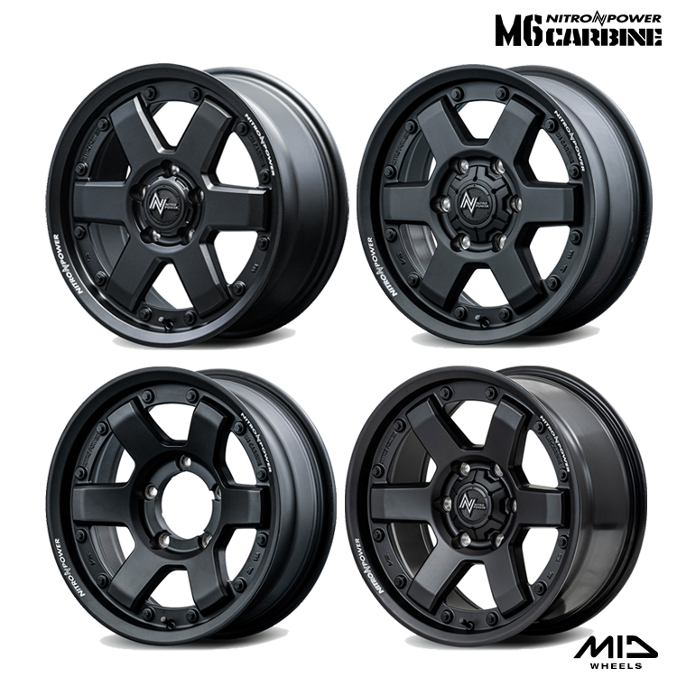 送料無料 マルカサービス M6 CARBINE(GB) 4.5J-15 +45 4H-100 (15インチ) 4H100 4.5J+45【4本セット 新品】