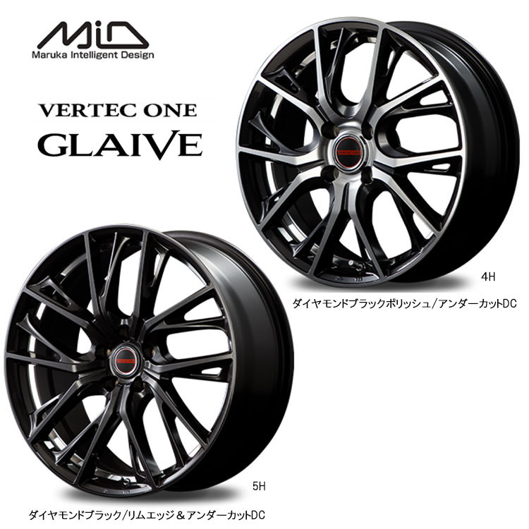 送料無料 エムアイディー ホイール GLAIVE 4.5J-15 +45 4H-100 (15インチ) 4H100 4.5J+45【2本セット 新品】