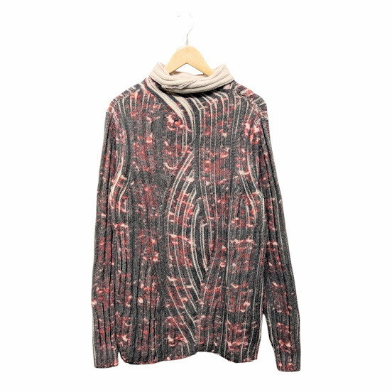 EMPORIO ARMANI エンポリオアルマーニ ハイネック セーター ニット 総柄 レッド グレー 6G1MV3 1M03Z サイズ XL