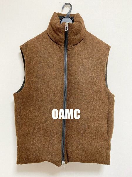 新品OAMCオーエーエムシーボリュームダウンベストダウンジャケットブルゾンハリスツイードHARRISTWEED