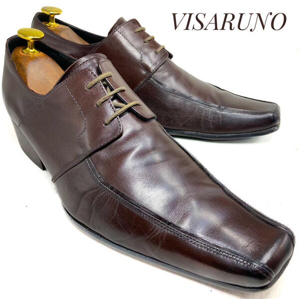 ☆即決・送料無料☆VISARUNO ビサルノ スワールトゥ ツーシーム 茶 ブラウン 24.5cm 革靴 ビジネスシューズ カジュアル 本革 本皮 メンズ