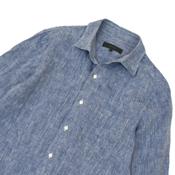 美品 ARTISAN アルチザン 100%リネン シャツ インディゴ メンズ S 日本製 麻 春夏素材