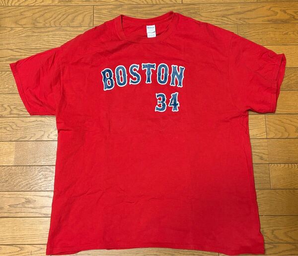 MLB BOSTON REDSOX “BIG PAPI” #34 DAVID ORTIZ MEN’S SHORT SLEEVE T-SHIRTS size-XL(着丈72身幅60) 中古 送料無料 NCNR