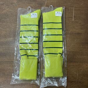 ☆ ボーダー ソックス サッカー/フットサル 靴下 2足セット キレイな緑色 SC-2/22〜24cm 未使用 新品 ノーブランド