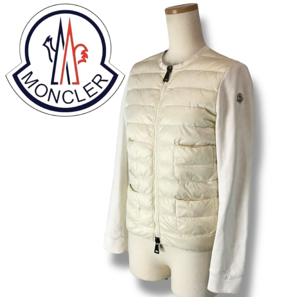 【美品】MONCLER AMEY ノーカラー軽量ダウンジャケット ベージュ Yahoo!オークション -「モンクレール ノーカラー ダウン」(女性