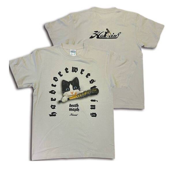 HAOMING ハオミン■送料込■ハードコア レスリング 半袖 Tシャツ■白 Sホワイト■猫 キャット 430 プロレス 新日本 WWE パンクドランカーズ