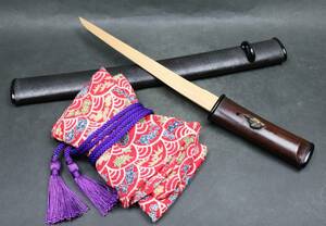 【s8】日本刀装具　赤銅高彫金象嵌獅子目貫　短刀外装