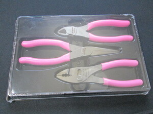 Snap-on new goods plier 3 pcs set pink color nippers Snap-on regular goods cutter longnose pliers 