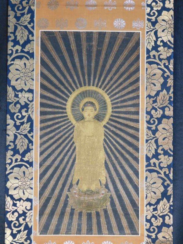 極彩色木版「阿弥陀如来像」1枚|仏像 仏教美術 浄土真宗 親鸞 和