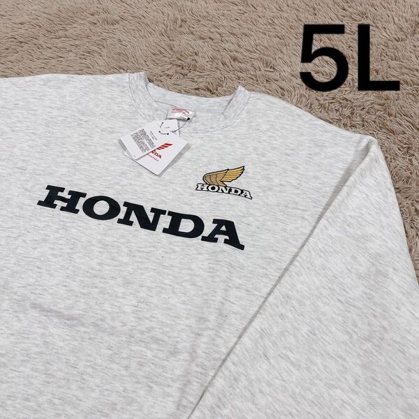 5L【新品】ホンダ 裏起毛 大きめ トレーナー プルオーバー 刺繍 プリント