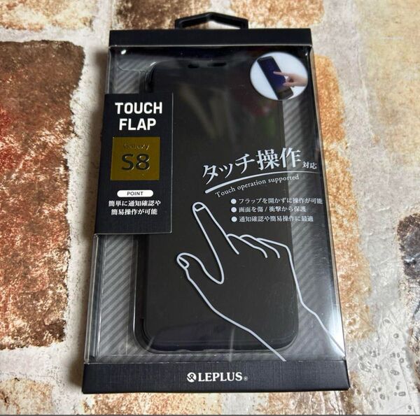 Galaxy S8 SC-02J/SCV36 透明フラップケース「TOUCH FLAP」 ブラック 11662