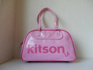 KITSON(キットソン)B5対応☆肩掛けOK☆ざっくりファスナー☆ボストンバッグ　#KHB0557　ピンク(定価8400円)