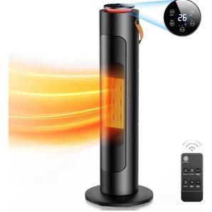 セラミック電気ヒーター 温風ヒーター タワー型 静音 タイマー 首振りリモコン付き 800/1200W 転倒オフ定価10980円