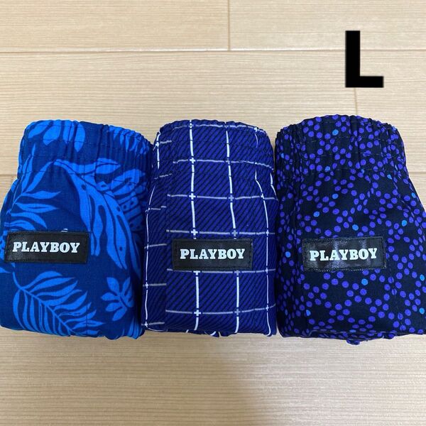 L ③プレイボーイ PLAYBOY トランクス3枚 前開き 本体綿100% メンズ紳士 アンダーウェア 肌着下着 レナウンインクス