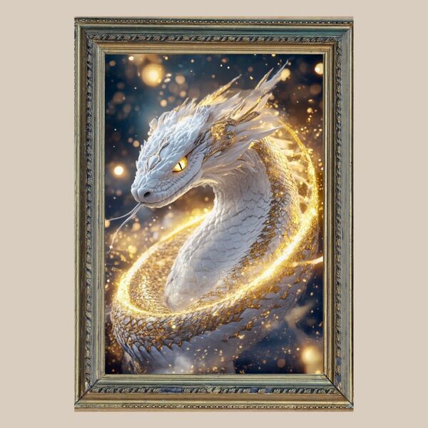無限の金運☆ 白蛇 ☆ No.54 【開運絵画風ヒーリングアート】