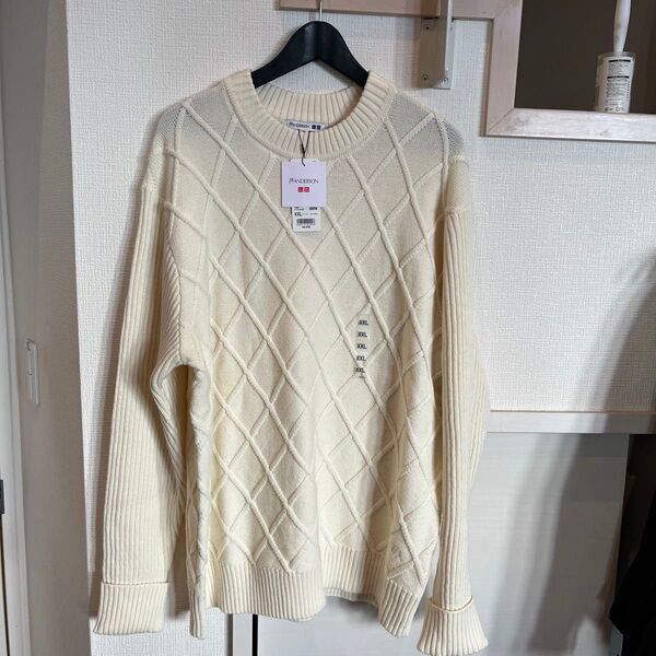 新品 ユニクロ JWアンダーソン ダイステッチ クルーネックセーター XXL オフホワイト