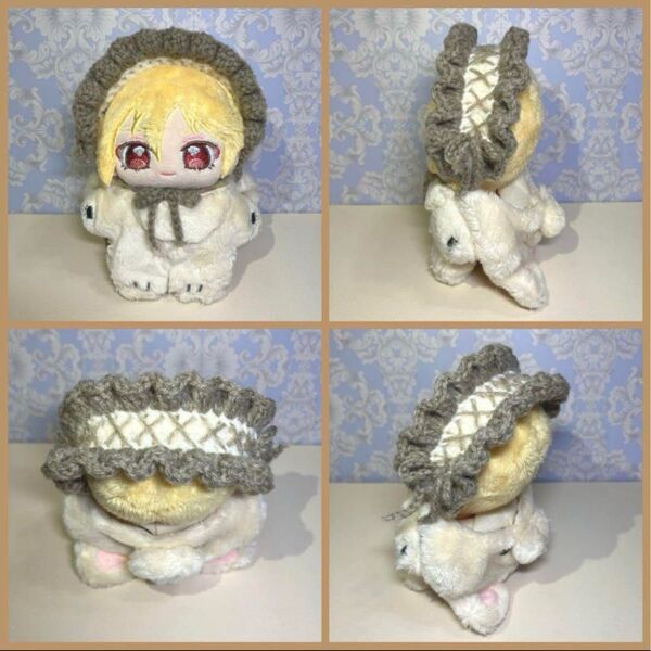 ぬい服 いつぬい フリル ヘッドドレス ブラウン×ホワイト