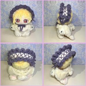 ぬい服 いつぬい フリル ヘッドドレス パープル×ホワイト