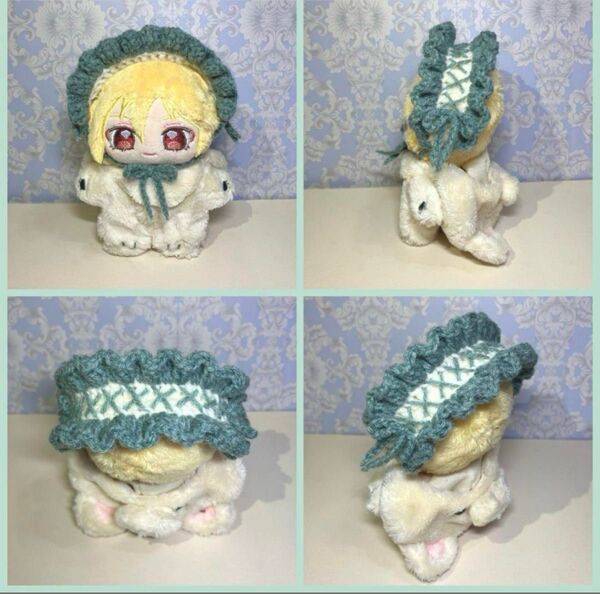 ぬい服 いつぬい フリル ヘッドドレス グリーン×ホワイト