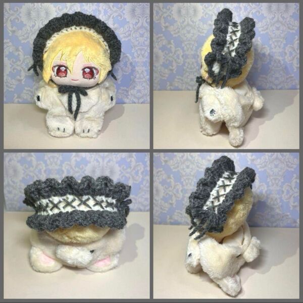 ぬい服 いつぬい フリル ヘッドドレス ブラック×ホワイト