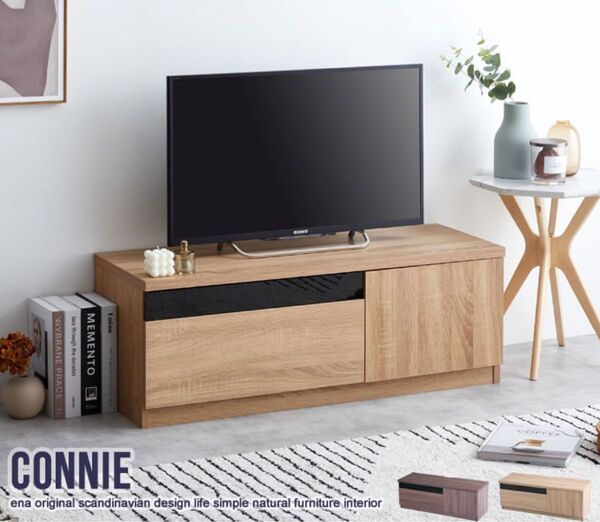 新品 送料無料 北欧 Connie ブラックパネル付きテレビ台 幅100cm(赤外線) スタイリッシュなデザイン
