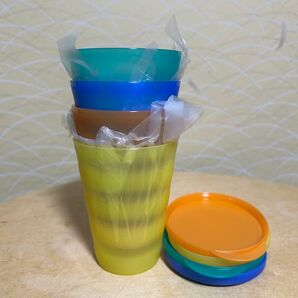 タッパーウェア タンブラー コップ 蓋付き 4個