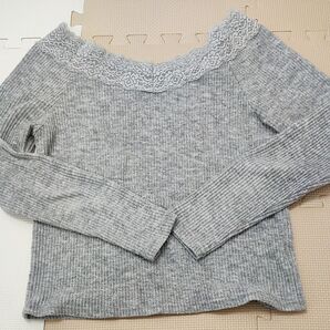 【abc une face】ニット M 長袖 グレー レース