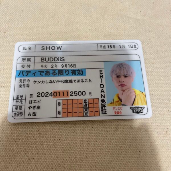 EBiDAN EBiDAN免許証 BUDDiiS SHOW