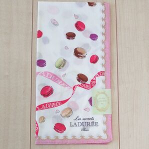 新品未使用☆ ラデュレ ハンカチ ホワイト 白 ピンク ゴールド 金 マカロン ケーキ
