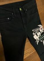 ★値下げ交渉あり★キムタク着★ヒステリックグラマー THE CRAMPS ダメージ加工ストレッチブラックパンツ★L780 サイズ29 美品 HYSTERIC _画像1