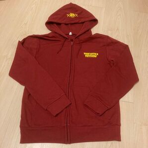 MAN WITH A MISSION パーカー バーガンディー×イエロー Mサイズ