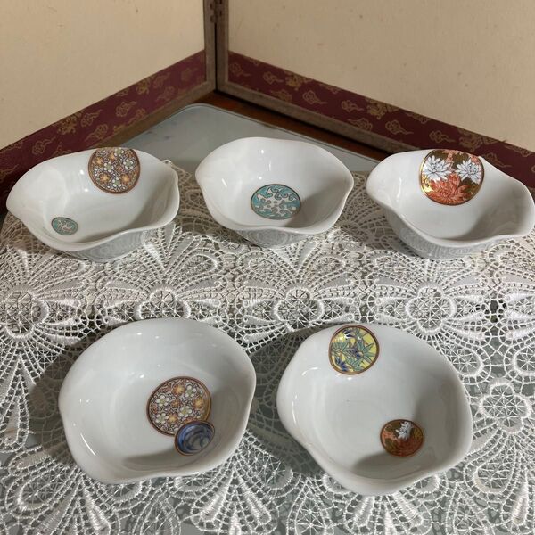 深川製 寿赤絵 小皿 小鉢5個