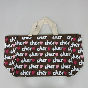 Cher shell tote bag Brown | Heart pink M size 