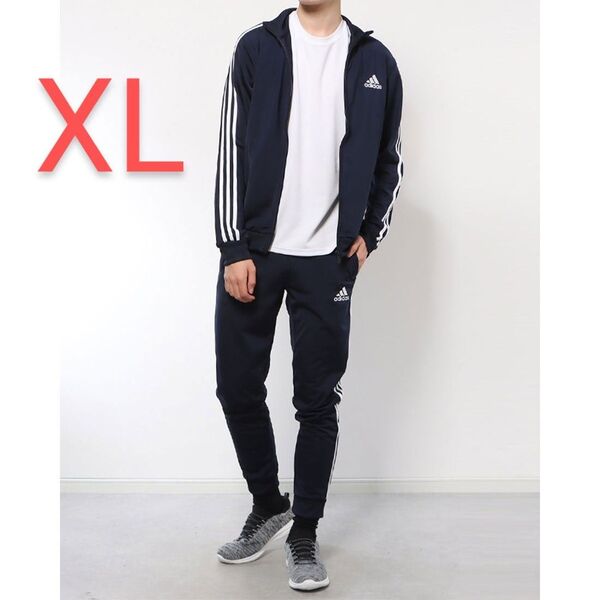 アディダス メンズ ジャージ 上下セット 3ストライプス ネイビー XL