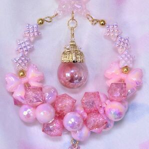 25mm玉リース ピンク アクリルビーズ