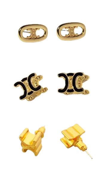 CHANELピアス3点セットまとめ売り アクセサリー ゴールドにブラックカラー ピアス