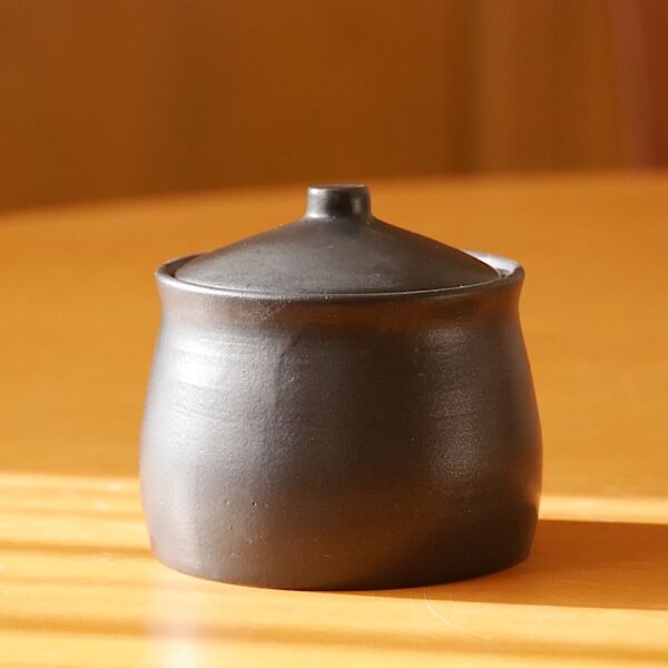 保存容器 キャニスター 蓋付き 黒マット 03 おしゃれ 陶器 食器