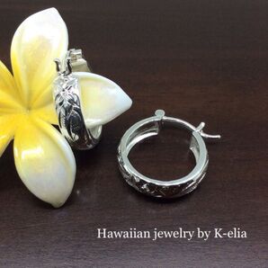 ハワイアンジュエリー☆スクロールリングピアス リングピアス