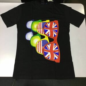 GSC4. 個性派デザインビッグサイズ Tシャツ　XXXL (3XL) (4L) イギリスアメリカ国旗サングラス　エモいデザイン