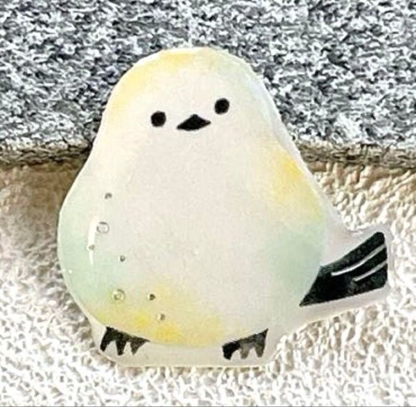 シマエナガ ブローチ レジン 小鳥 ヘアゴム チャーム キーホルダー