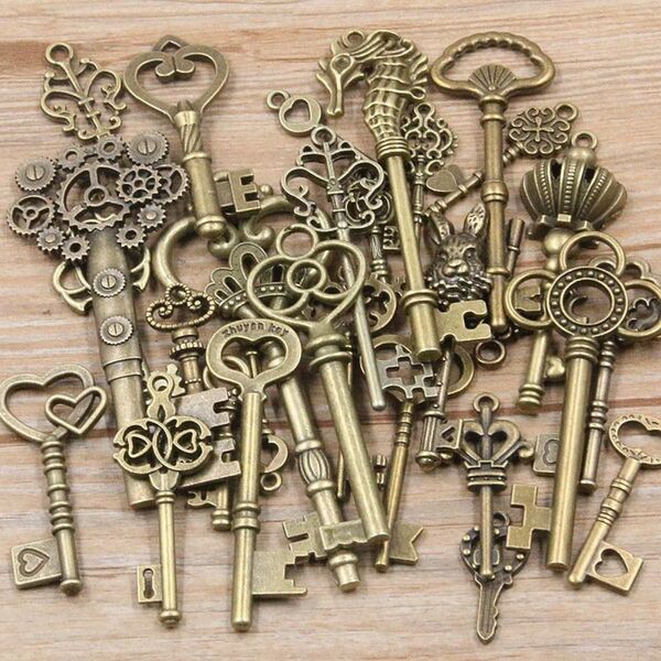 鍵 チャーム キーホルダー ハンドメイド デコ ペンダントトップ アクセサリー