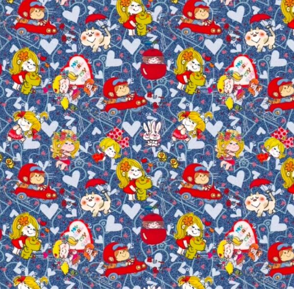 亜土ちゃんプリント生地23 水森亜土 ハンドメイド ハギレ 約70×100cmサイズ