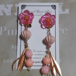 商品番号 《002》ピンクのお花 クリップイヤリング