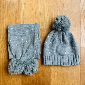 ZARA KIDS 星 マフラー 帽子 セット グレー シャンパンゴールド