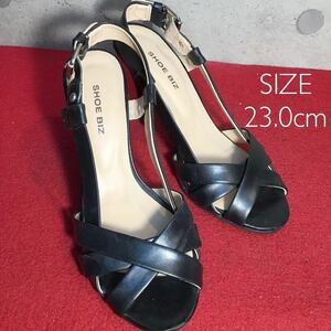 【売り切り!送料無料!】A-64 中古箱無し!SHOE BIZ サンダル　ブラック　23.0cm 激安!!