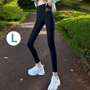 ジムウェア レギンス レディース ヒップアップ 美尻 薄手 夏 ブラック ヨガ ジム 新品 Lサイズ タイツ フィットネスパンツ