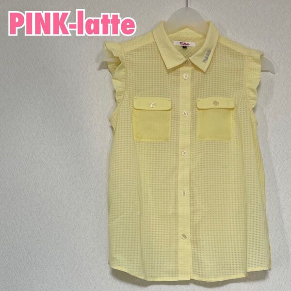 ◆美品◆ピンクラテ PINKLATTE ノースリーブ イエロー ブラウス S/160 ワールド シャツ