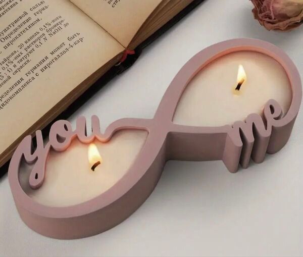 無限の愛 シリコンモールド "You Me" キャンドルホルダー DIY セメントプラスター ハンドメイド