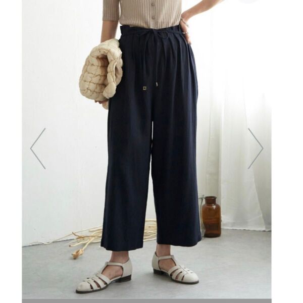 ikka イッカ 麻 ズボン パンツ 紐 リボン